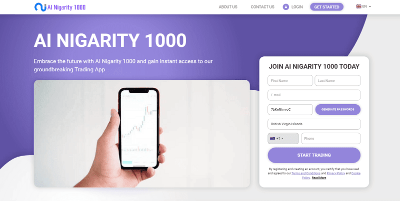 Ai Nigarity 1000 Homepage Screenshot