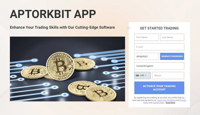 Aptorkbit App Homepage Screenshot