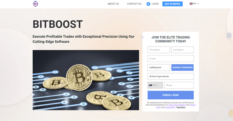 Bitboost Homepage Screenshot