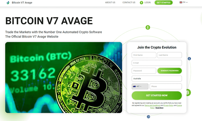 Bitcoin Avage Homepage Screenshot