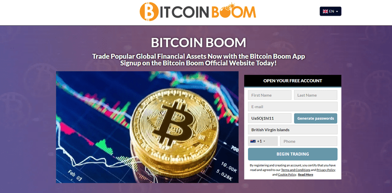 Bitcoin Boom Homepage Screenshot