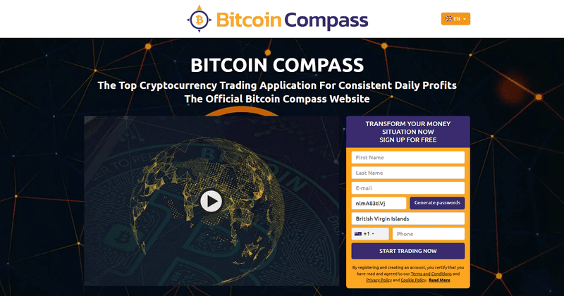 Bitcoin Compass Homepage Screenshot