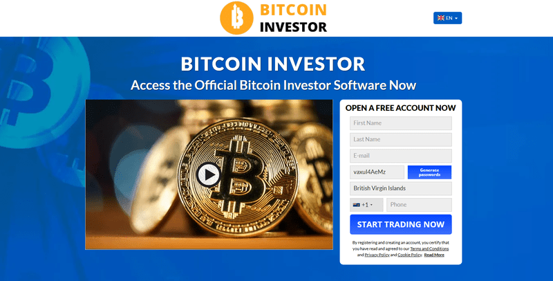 Bitcoin Investor Homepage Screenshot