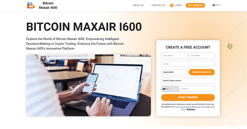 Bitcoin Maxair Homepage Screenshot