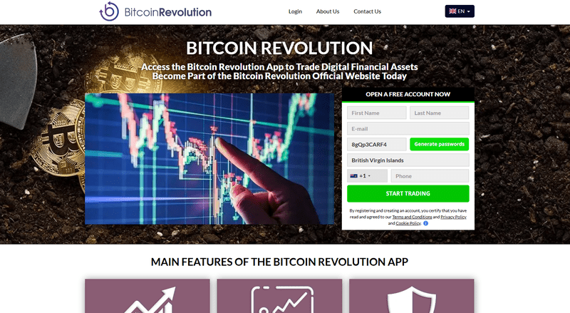 Bitcoin Revolution Homepage Screenshot