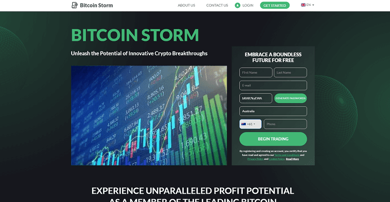 Bitcoin Storm Homepage Screenshot