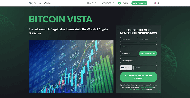 Bitcoin Vista Homepage Screenshot