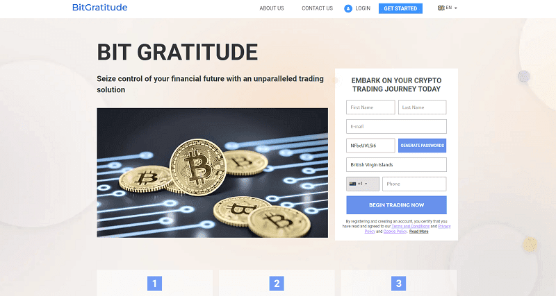 Bit Gratitude Homepage Screenshot