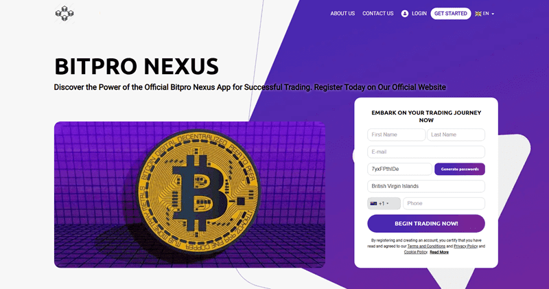 Bitpro Nexus Homepage Screenshot