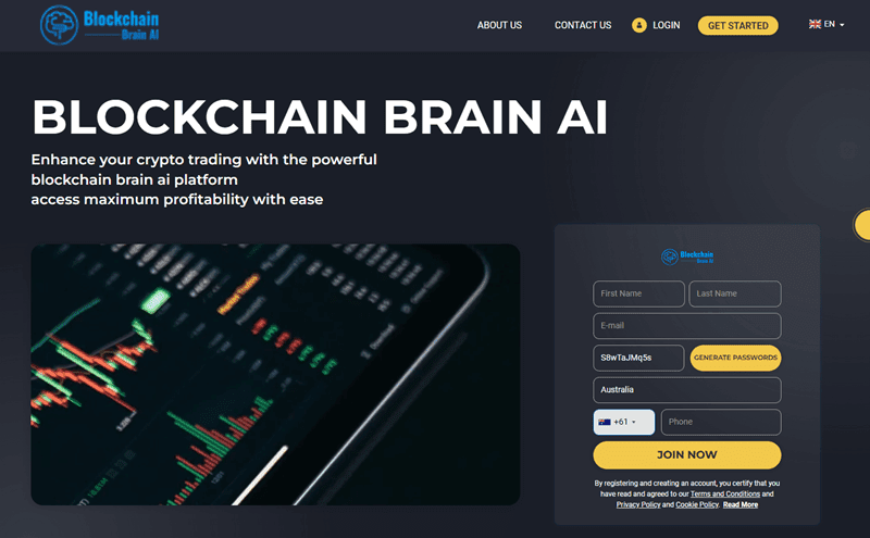 Blockchain Brain AI Homepage Screenshot