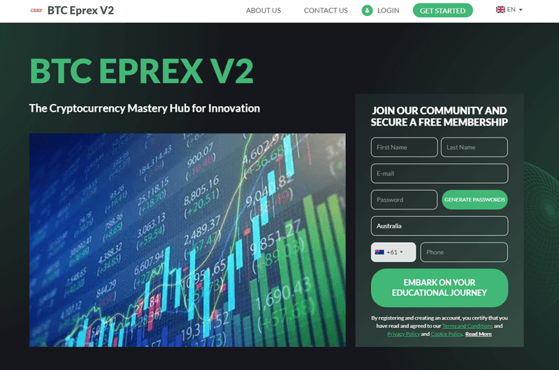 BTC Eprex Homepage Screenshot