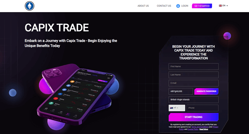 Capix Trade Homepage Screenshot