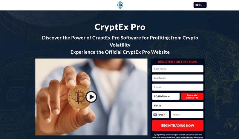 CryptEx Pro Homepage Screenshot