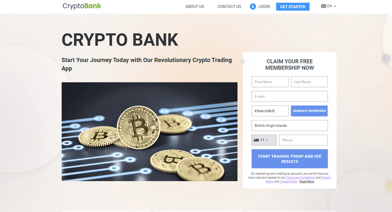 Crypto Bank Homepage Screenshot