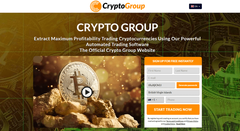 CryptoGroup Homepage Screenshot