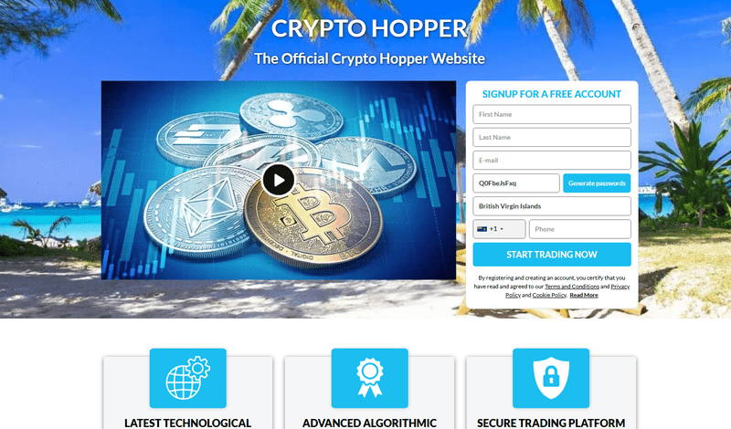 Crypto Hopper Homepage Screenshot