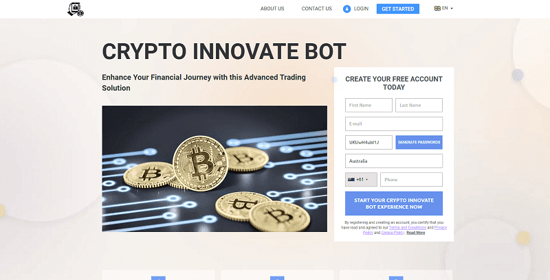 Crypto Innovate Bot Homepage Screenshot