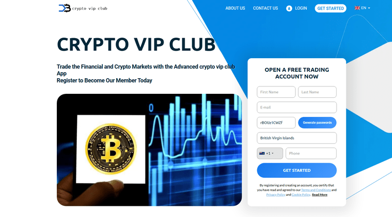 Crypto Vip Club Homepage Screenshot