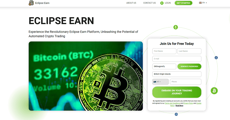 Eclipse Earn Homepage Screenshot