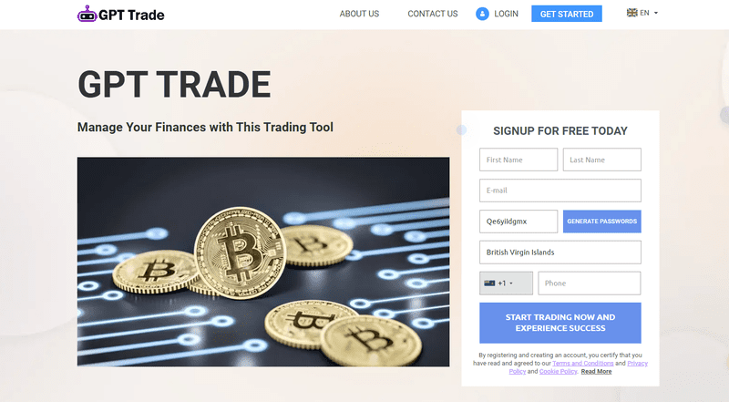 GPT Trade Homepage Screenshot