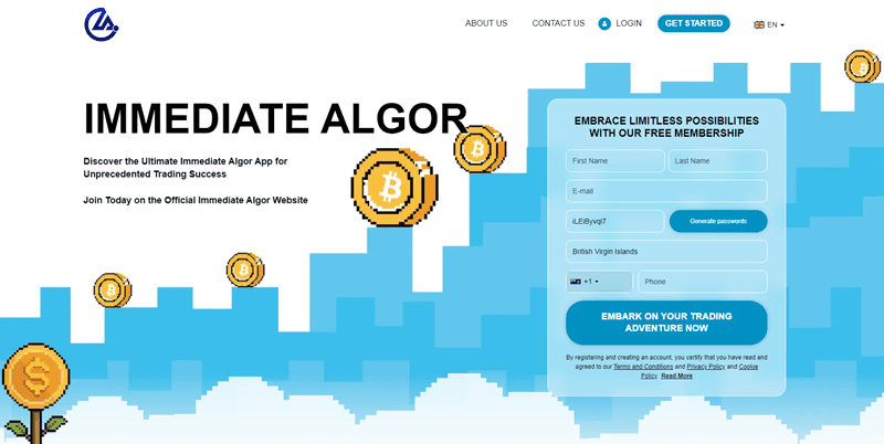 Immediate Algor Homepage Screenshot