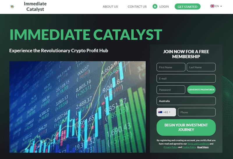 Immediate Catalyst Homepage Screenshot