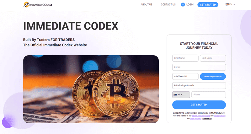 Immediate Codex Homepage Screenshot