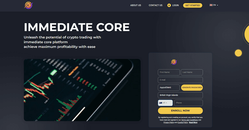 Immediate Core Homepage Screenshot