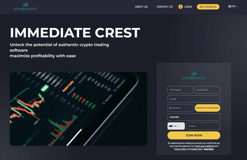 Immediate Crest Homepage Screenshot