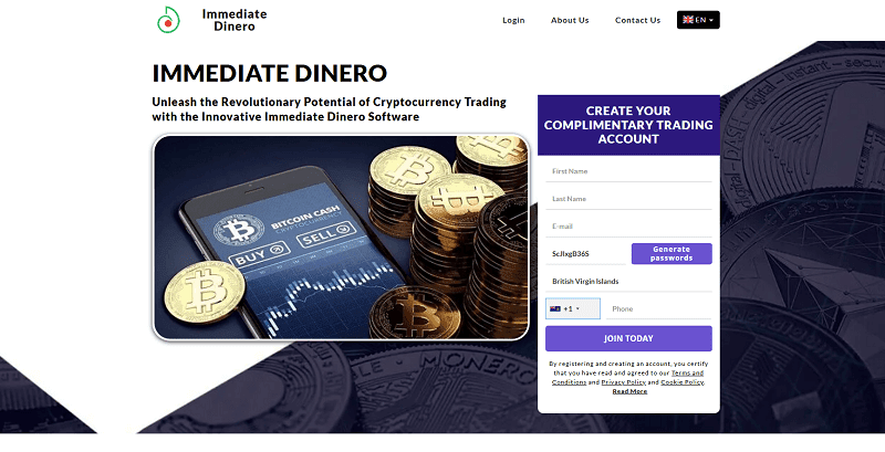 Immediate Dinero Homepage Screenshot