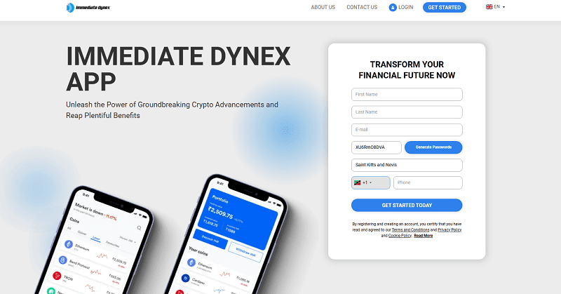 Immediate Dynex Homepage Screenshot