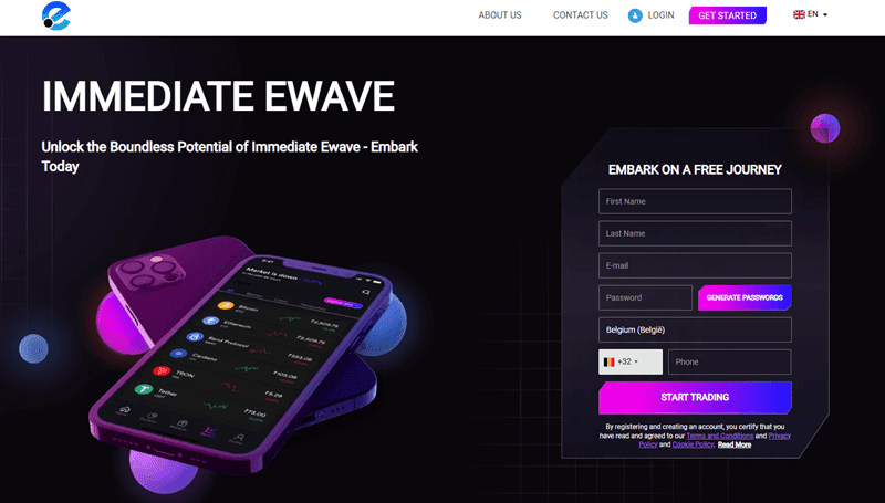 Immediate Ewave Homepage Screenshot