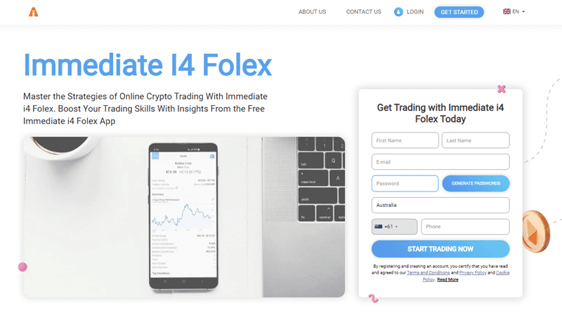 Immediate Folex Homepage Screenshot