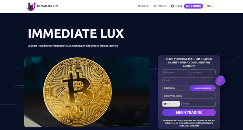 Immediate Lux Homepage Screenshot