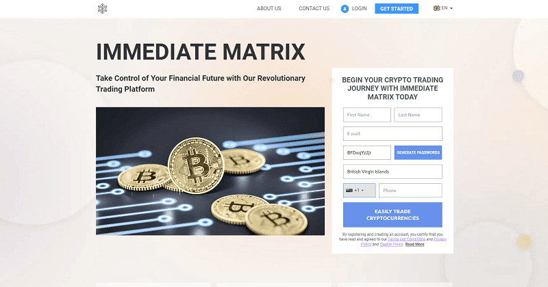 Immediate Matrix Homepage Screenshot