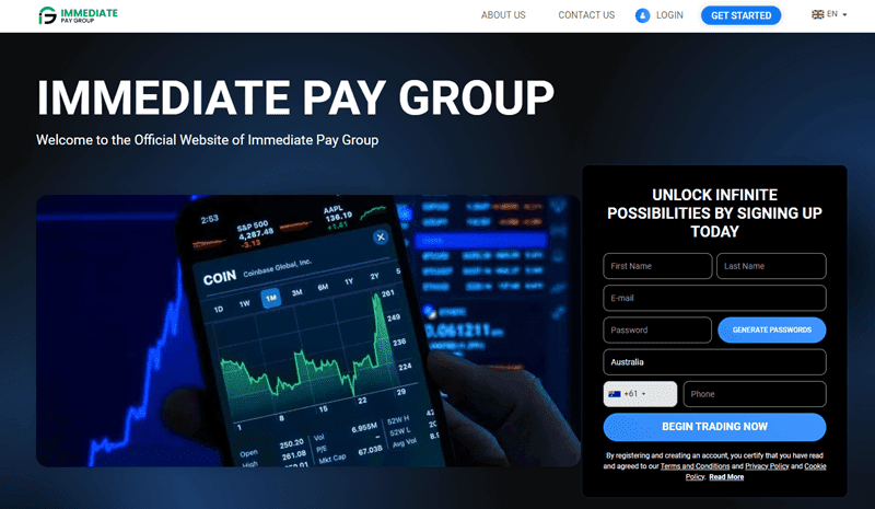 Immediate Pay Group Homepage Screenshot