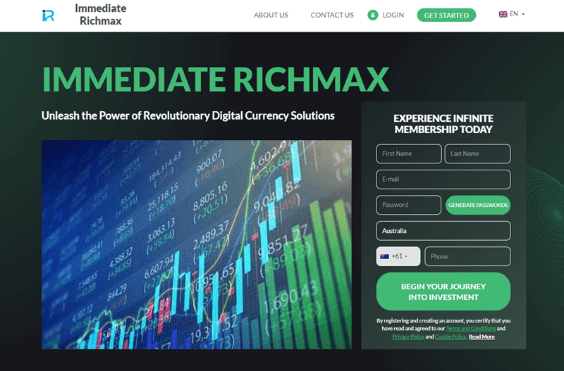 Immediate Richmax Homepage Screenshot