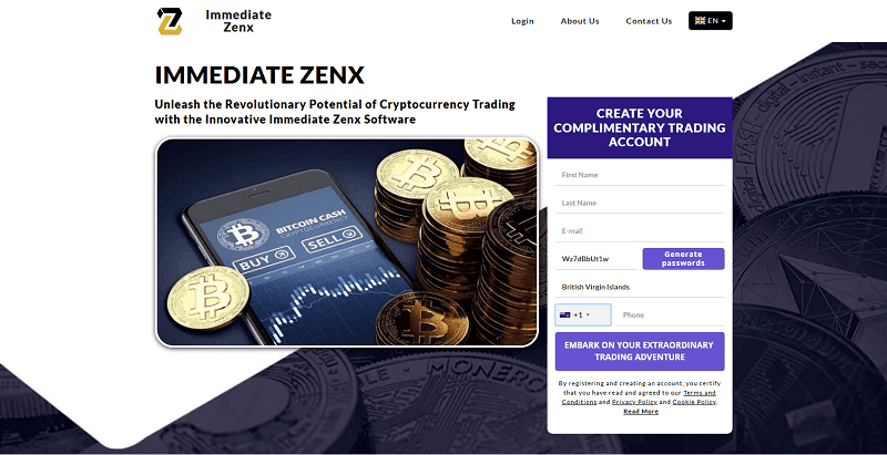 Immediate ZenX Homepage Screenshot