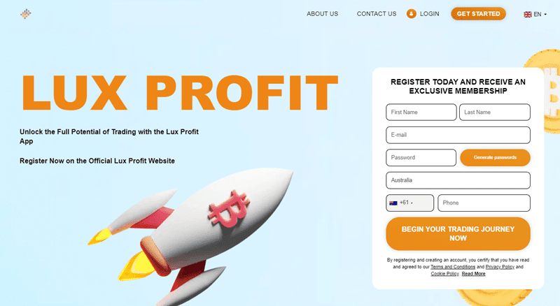 Lux Profit Homepage Screenshot