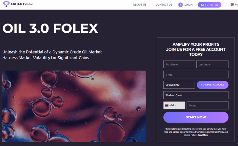 Oil 3.0 Folex Homepage Screenshot