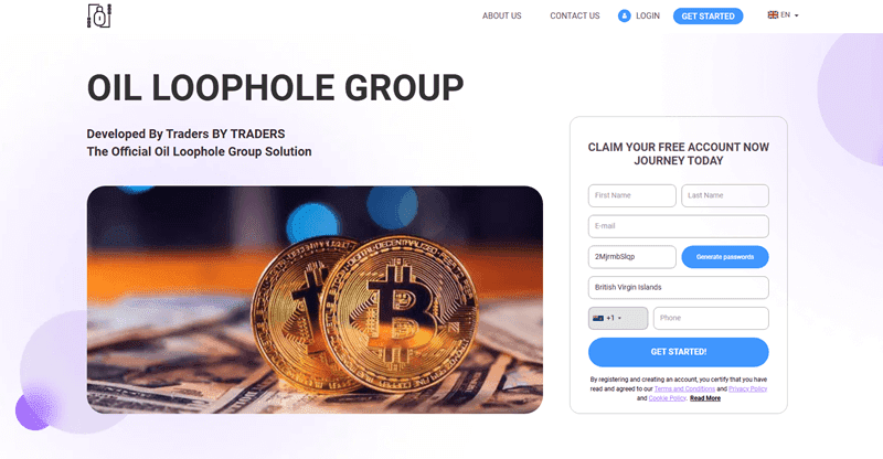 Oil Loophole Group Homepage Screenshot