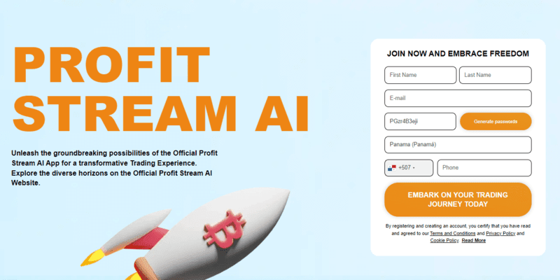 Profit Stream AI Homepage Screenshot