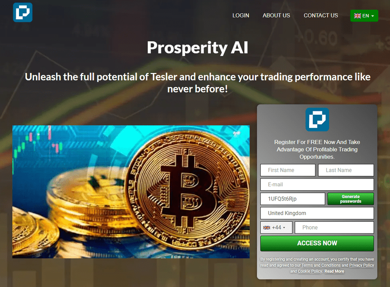 Prosperity AI Homepage Screenshot