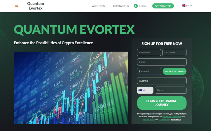 Quantum Evortex Homepage Screenshot