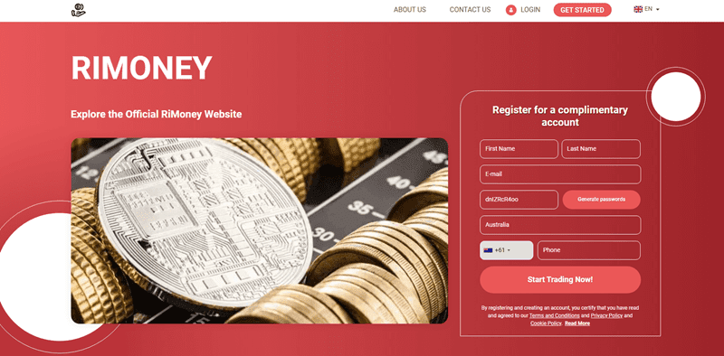 RiMoney Homepage Screenshot