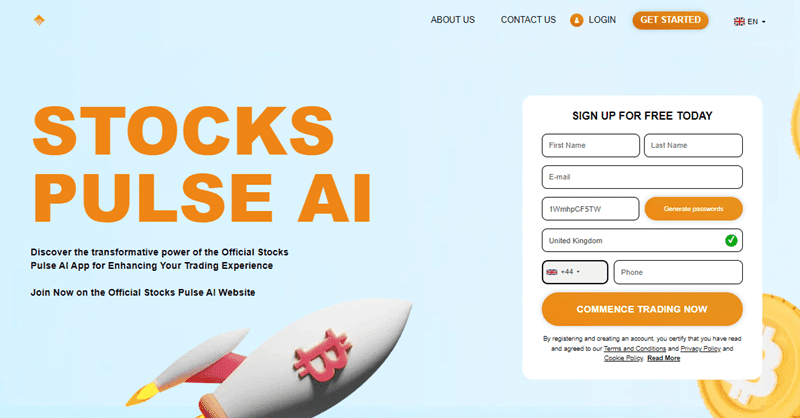 Stocks Pulse AI Homepage Screenshot