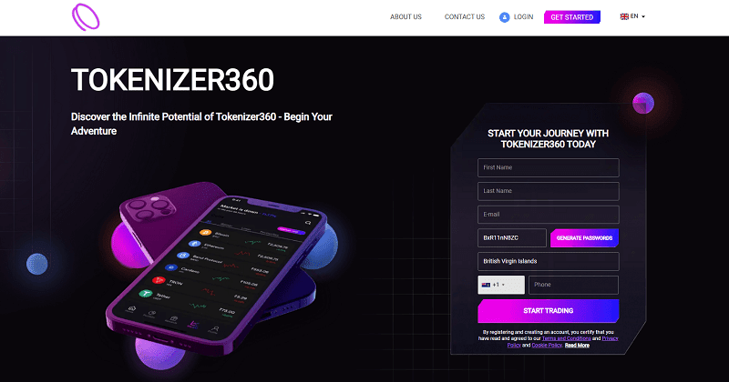 Tokenizer360 Homepage Screenshot