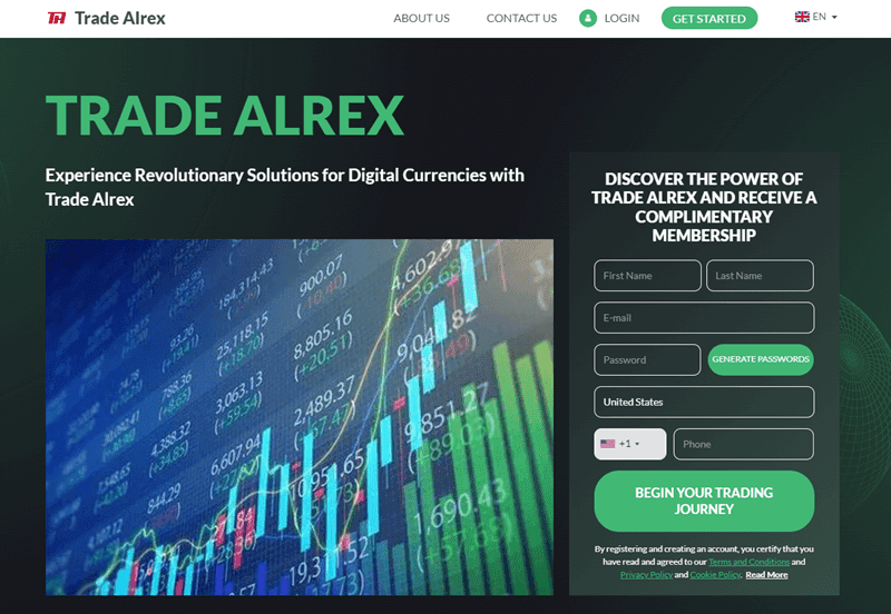 Trade Alrex Homepage Screenshot