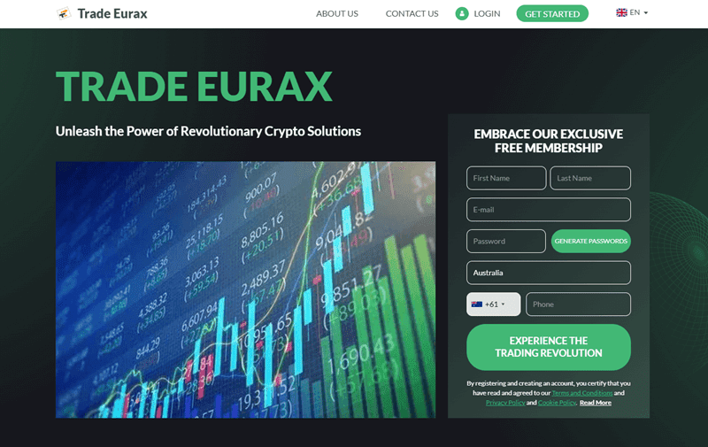 Trade Eurax Homepage Screenshot