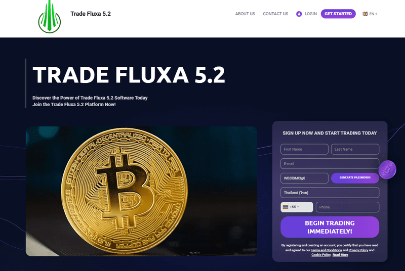 Trade Fluxa 5.2 Homepage Screenshot